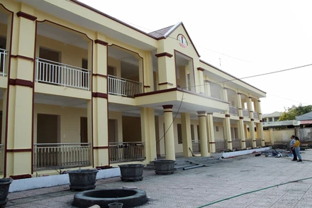 Công trình Trường mầm non mới của xã Nậm Manh đang chuẩn bị đưa vào sử dụng.