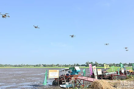 Dàn drone phục vụ nông nghiệp trình diễn tại Festival.
