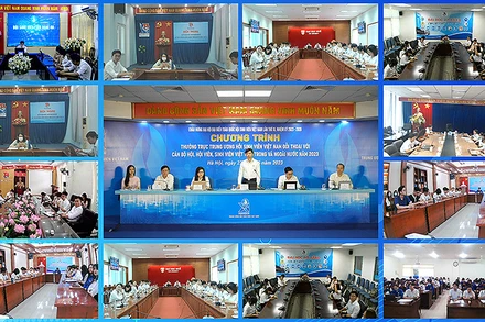 Toàn cảnh chương trình đối thoại tại các điểm cầu.