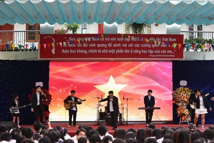 Quang cảnh lễ tổng kết năm học. (Ảnh: Thanh Tùng).