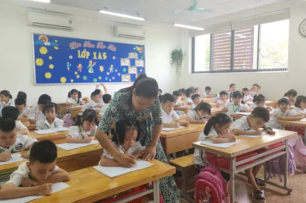 Giờ học của học sinh Trường tiểu học Chu Văn An (Tây Hồ, Hà Nội).