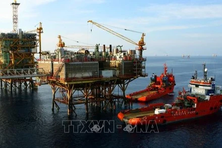 Hoạt động khai thác trên vùng mỏ Bạch Hổ. Ảnh: TTXVN