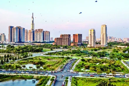 Khu đô thị mới Thủ Thiêm được quy hoạch xây dựng thành Trung tâm tài chính của Thành phố Hồ Chí Minh. (Ảnh THÀNH ĐẠT)
