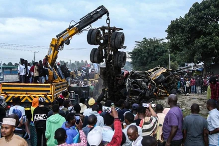 Hiện trường vụ tai nạn. (Nguồn: Xinhua)