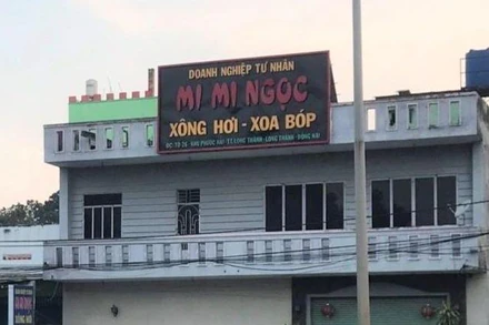 Cơ sở massage Mi Mi Ngọc, nơi 2 cô gái bị bắt ép làm nhân viên.