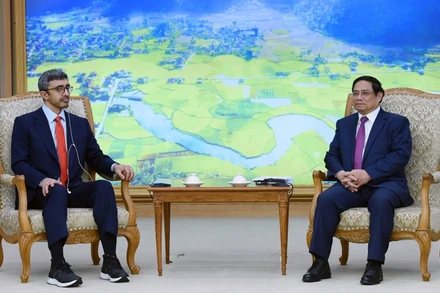 Thủ tướng Phạm Minh Chính tiếp Bộ trưởng Ngoại giao Các Tiểu Vương quốc Arab Thống nhất (UAE) Sheikh Abdullah bin Zayed Al Nahyan.