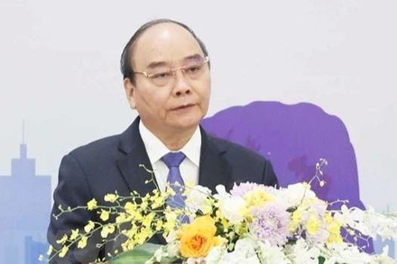 Chủ tịch nước Nguyễn Xuân Phúc phát biểu. (Ảnh: Thống Nhất/TTXVN)