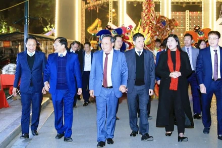 Các đại biểu tham quan không gian đi bộ phố Trần Nhân Tông.