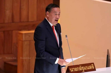 Thủ tướng Thái Lan Srettha Thavisin trong phiên tranh luận tại Quốc hội. (Ảnh: Bưu điện Bangkok)