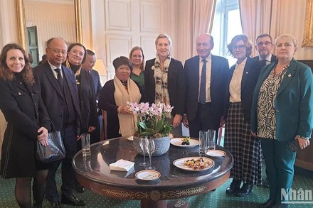 Chủ nhiệm Ủy ban Xã hội của Quốc hội Nguyễn Thúy Anh làm việc với bà Anne Le Henanff, Chủ tịch Nhóm hữu nghị Pháp-Việt Nam tại Quốc hội Pháp. 