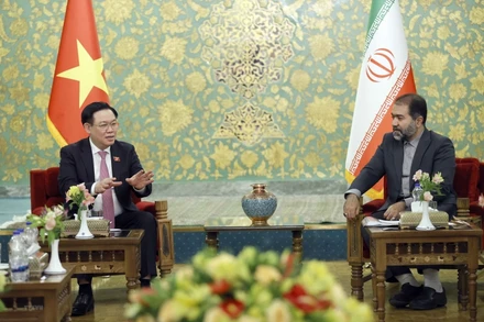 Chủ tịch Quốc hội Vương Đình Huệ tiếp Tỉnh trưởng Isfahan Reza Mortazavi. (Ảnh: Doãn Tấn/TTXVN)