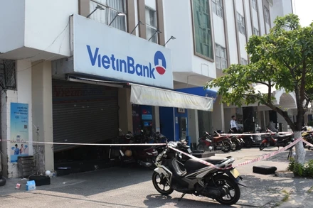 Hiện trường vụ cướp ngân hàng.