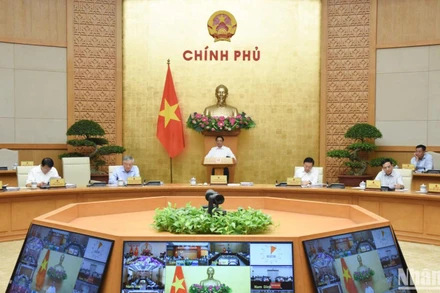 Thủ tướng Phạm Minh Chính chủ trì phiên họp Chính phủ thường kỳ tháng 9 trực tuyến với 63 tỉnh, thành phố trực thuộc Trung ương. (Ảnh: Trần Hải)