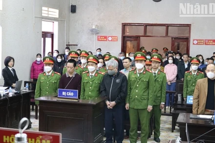 Các bị cáo tại phiên xét xử.