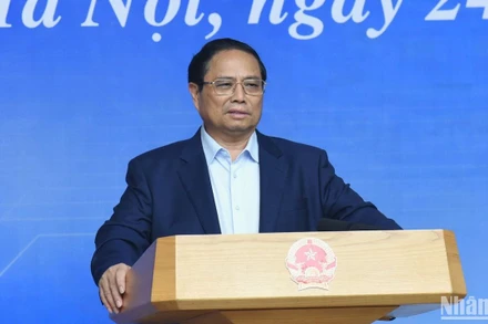 Thủ tướng Phạm Minh Chính phát biểu khai mạc Hội nghị phát triển nguồn nhân lực phục vụ công nghiệp bán dẫn.