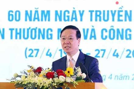 Chủ tịch nước Võ Văn Thưởng phát biểu tại buổi lễ. (Ảnh: TTXVN)