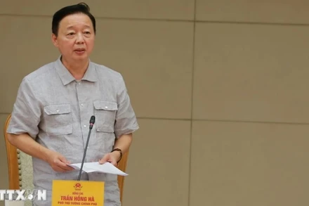 Phó Thủ tướng Trần Hồng Hà phát biểu chỉ đạo tại cuộc họp. (Ảnh: Diệp Trương/TTXVN)