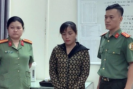 Đối tượng Âu Thị Mạnh tại Cơ quan An ninh điều tra.