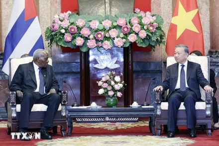 Chủ tịch nước Tô Lâm tiếp Chủ tịch Quốc hội Cuba Esteban Lazo Hernandez. (Ảnh: Nhan Sáng/TTXVN)