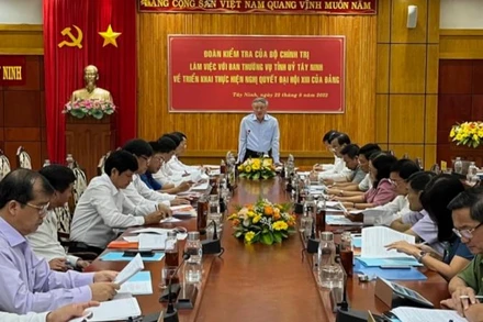 Đoàn kiểm tra của Bộ Chính trị làm việc với Ban Thường vụ Tỉnh ủy Tây Ninh.