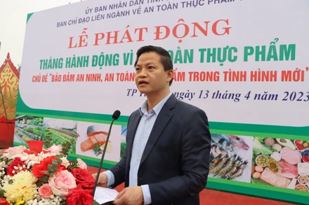 Phó Chủ tịch Thường trực Ủy ban nhân dân tỉnh Bắc Ninh Vương Quốc Tuấn phát biểu tại buổi lễ.