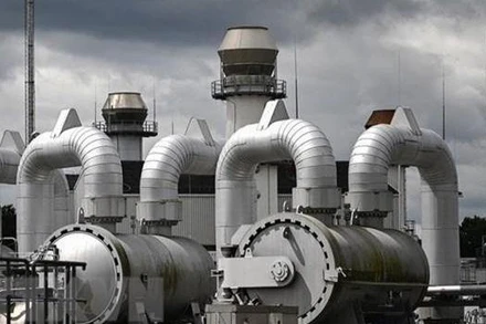 Trạm nén khí đốt OGE, một trong những trạm trung chuyển khí đốt lớn nhất châu Âu, ở Werne, Đức. (Ảnh: AFP/TTXVN)