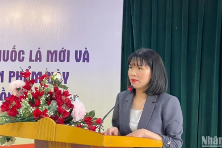 Thạc sĩ Đinh Thị Thu Thủy, Phó Vụ trưởng Vụ Pháp chế, Bộ Y tế phát biểu.