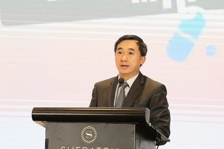Giáo sư, Tiến sĩ Trần Văn Thuấn, Thứ trưởng Y tế phát biểu tại hội nghị. 