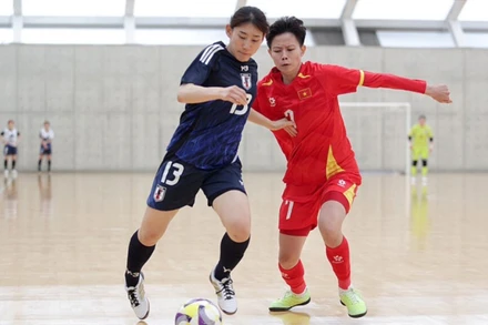 Các cô gái futsal Việt Nam không thể tạo bất ngờ trước đối thủ mạnh. (Ảnh: VFF)