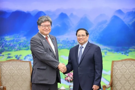 Thủ tướng Phạm Minh Chính tiếp Hạ Nghị sĩ Quốc hội, Trưởng Ban Nghiên cứu chính sách của Đảng Dân chủ Tự do Nhật Bản.