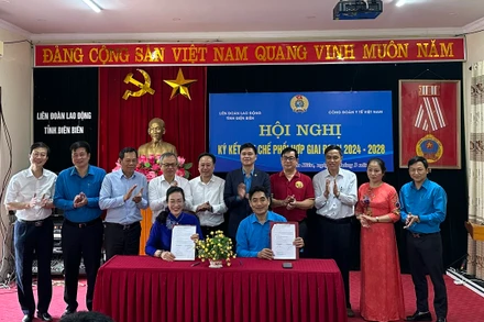 Công đoàn y tế Việt Nam và Liên đoàn Lao động tỉnh Điện Biên ký kết Quy chế phối hợp giai đoạn năm 2024-2028.