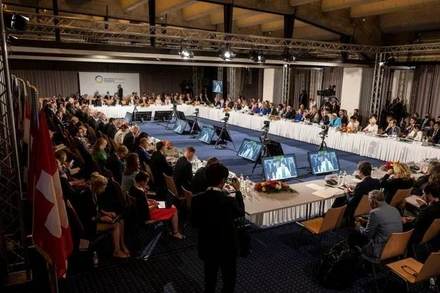 Quang cảnh Hội nghị về tái thiết Ukraine tại Lugano, Thụy Sĩ, ngày 5/7/2022. (Ảnh: REUTERS)