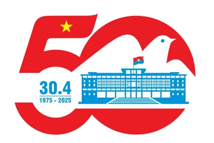 Biểu trưng kỷ niệm 50 năm Ngày Giải phóng miền nam thống nhất đất nước.