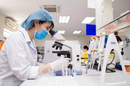 Kỹ thuật viên khoa Huyết thanh học nhóm máu, Viện Huyết học-Truyền máu tiến hành các xét nghiệm.