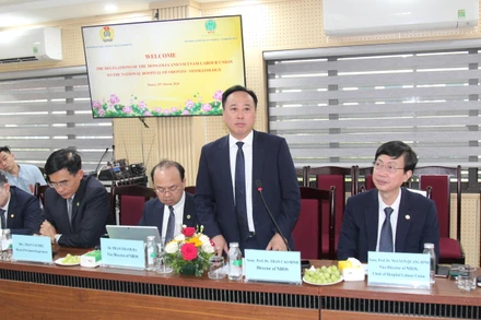 Phó Giáo sư, Tiến sĩ Trần Cao Bính, Giám đốc Bệnh viện Răng Hàm Mặt Trung ương phát biểu tại buổi làm việc.