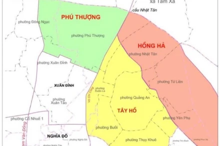 Phương án thành lập đơn vị hành chính cấp xã trong phạm vi quận Tây Hồ. Ảnh: Thùy Giang.