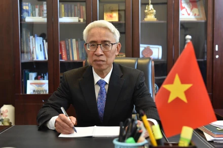 Đại sứ Việt Nam tại Trung Quốc Phạm Sao Mai. (Ảnh: Tiến Trung/TTXVN)