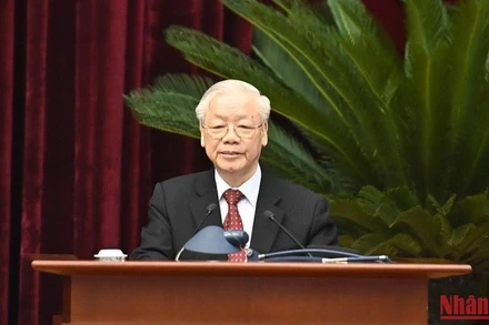 Tổng Bí thư Nguyễn Phú Trọng phát biểu chỉ đạo hội nghị. (Ảnh: ĐĂNG KHOA)