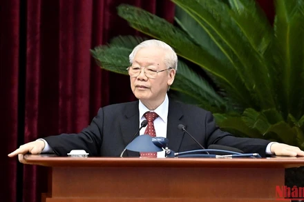 Tổng Bí thư Nguyễn Phú Trọng phát biểu chỉ đạo Hội nghị. (Ảnh: ĐĂNG KHOA)