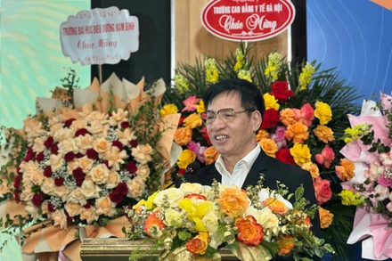 Thạc sĩ Phạm Đức Mục, Chủ tịch Hiệp hội Điều dưỡng Việt Nam phát biểu.