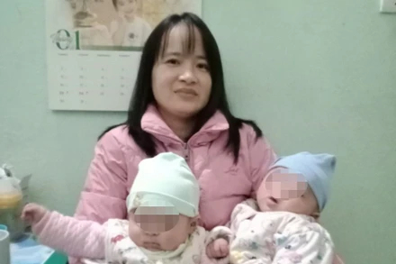 Hạnh phúc nhân đôi của gia đình chị Nguyễn Thị Sương.