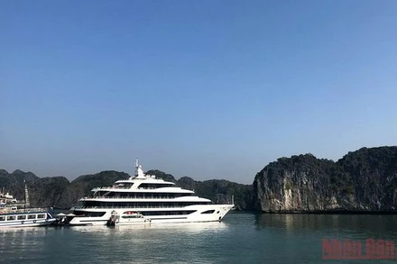 Đón khách lên du thuyền ở Cát Bà.