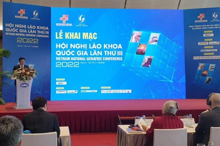 Tiến sĩ, bác sĩ Nguyễn Trung Anh, Giám đốc Bệnh viện Lão khoa Trung ương phát biểu tại Hội nghị Lão khoa Quốc gia lần thứ 3.