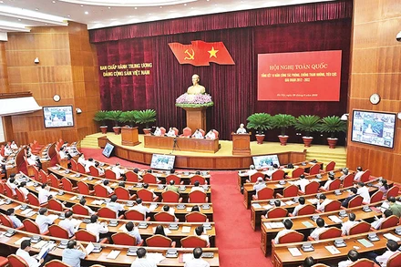 Hội nghị toàn quốc tổng kết 10 năm công tác phòng, chống tham nhũng, tiêu cực. Ảnh: Khoa Đăng