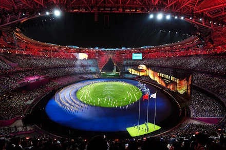 Quang cảnh lễ bế mạc ASIAD 19. (Ảnh THX/TTXVN)