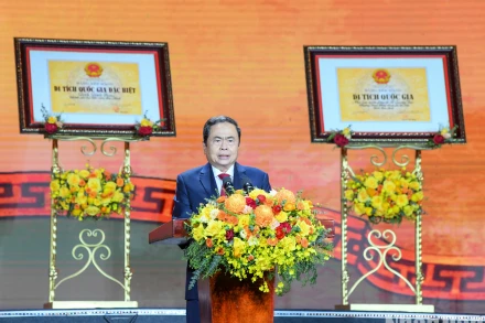 Chủ tịch Quốc hội Trần Thanh Mẫn phát biểu tại buổi lễ. 