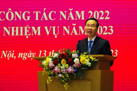 Đồng chí Võ Văn Thưởng, Ủy viên Bộ Chính trị, Thường trực Ban Bí thư dự và phát biểu chỉ đạo Hội nghị tổng kết công tác năm 2022 và triển khai nhiệm vụ công tác năm 2023 của Ban Đối ngoại Trung ương. Ảnh: dangcongsan.vn