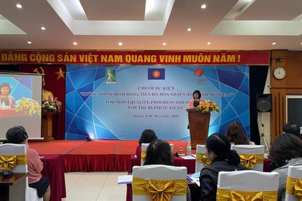 Chú thích ảnh: Toàn cảnh lễ khai mạc chuỗi sự kiện “Hướng tới bình đẳng, tiến bộ, hòa nhập cho người mù ASEAN”.