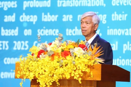 Phó Chủ tịch Ủy ban nhân dân Thành phố Hồ Chí Minh Võ Văn Hoan phát biểu tại Hội nghị. (Ảnh: NGÔ TÙNG)