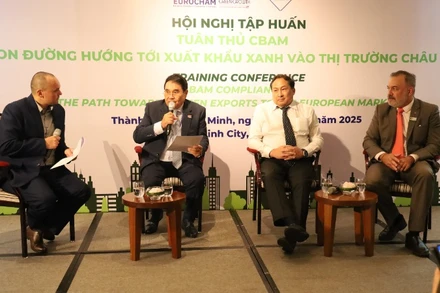 Các chuyên gia trao đổi về Cơ chế điều chỉnh biên giới carbon tại hội nghị tập huấn.